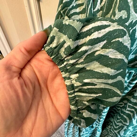 NWOT JACQUELINE ZEBRA PRINTED PUFF SLEEVE MIDI DRESS BY BEULAH WOMEN’S SMALL - Picture 6 of 13